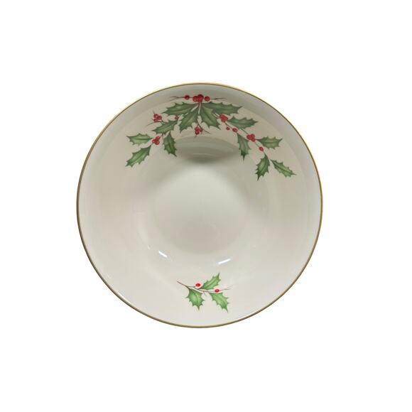 Vintage Lenox Holly Berry Pattern Porcelain Round Serving Bowl - Picture 1 of 4